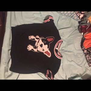 A black T with Boston terrier print